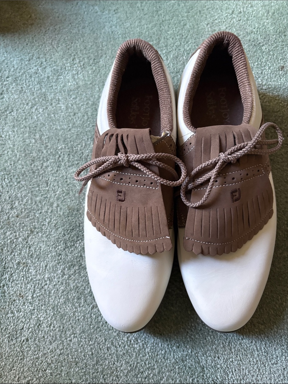 FootJoy White and Brown Kiltie Lace-Up Women's Golf Shoes